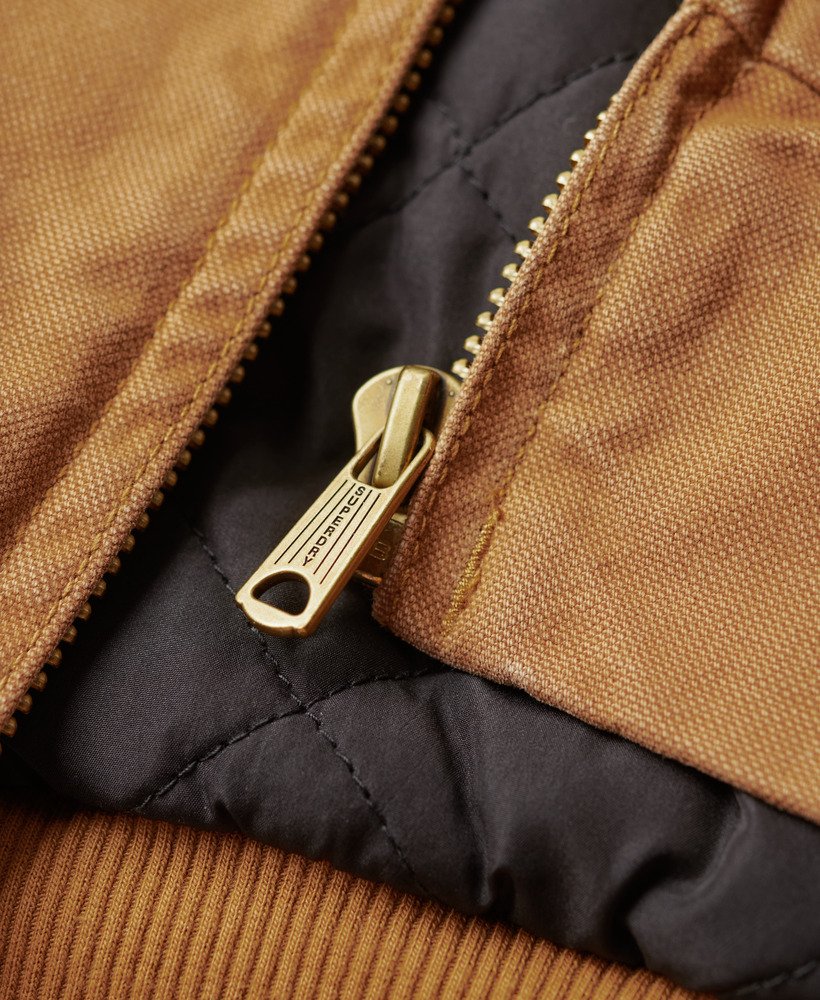 jaqueta bomber com capuz surplus em denim co marrom tabaco