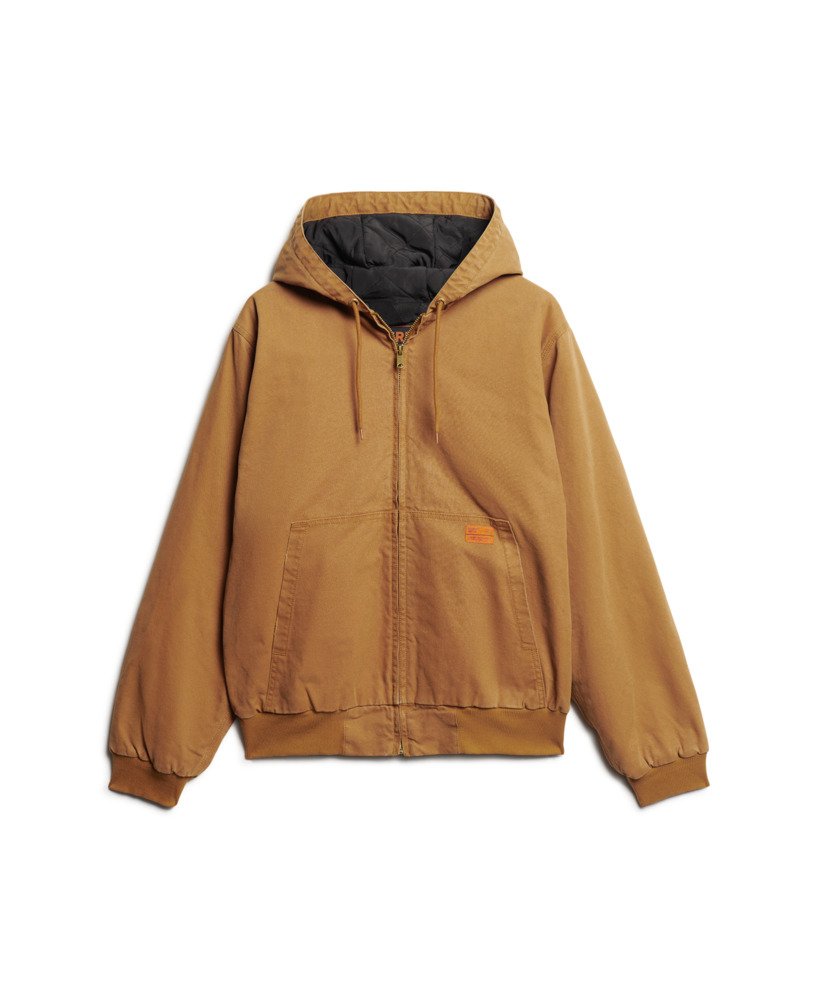 jaqueta bomber com capuz surplus em denim co marrom tabaco