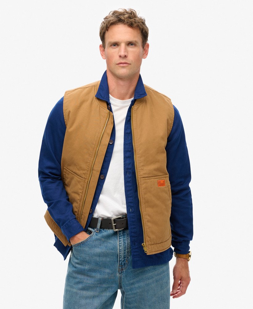 colete surplus workwear em denim co marrom tabaco