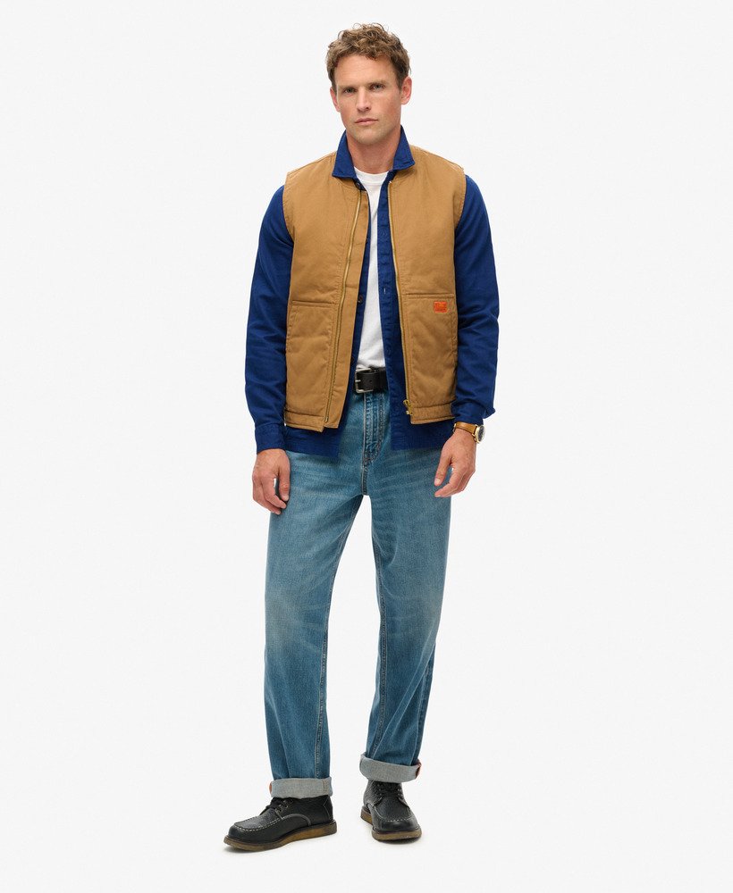 colete surplus workwear em denim co marrom tabaco