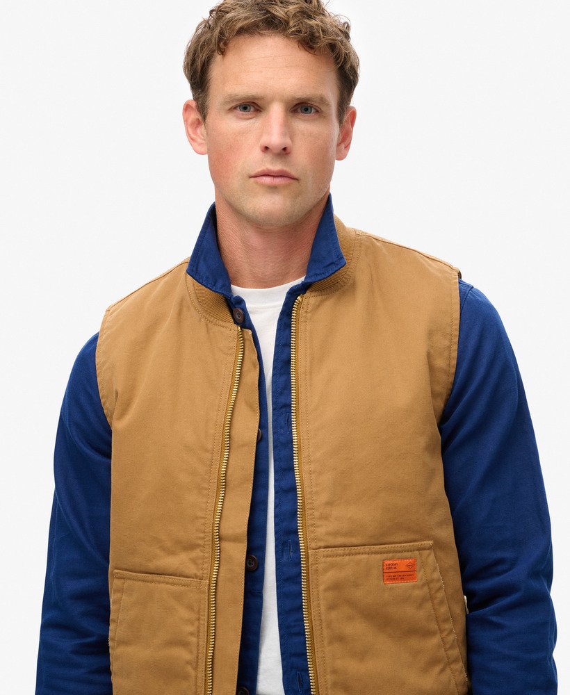 colete surplus workwear em denim co marrom tabaco