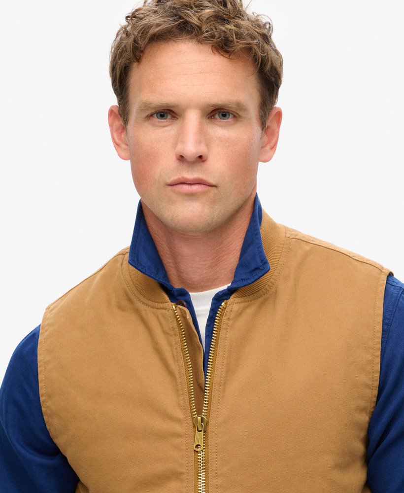 colete surplus workwear em denim co marrom tabaco