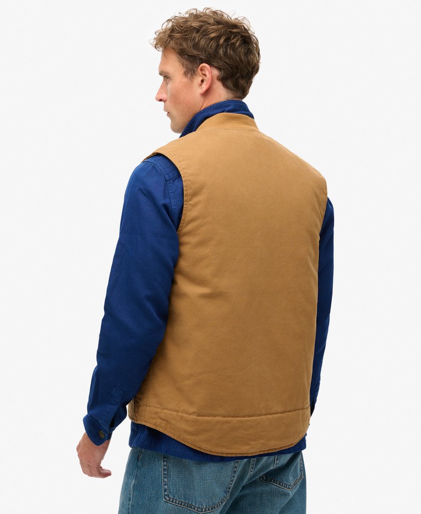 colete surplus workwear em denim co marrom tabaco