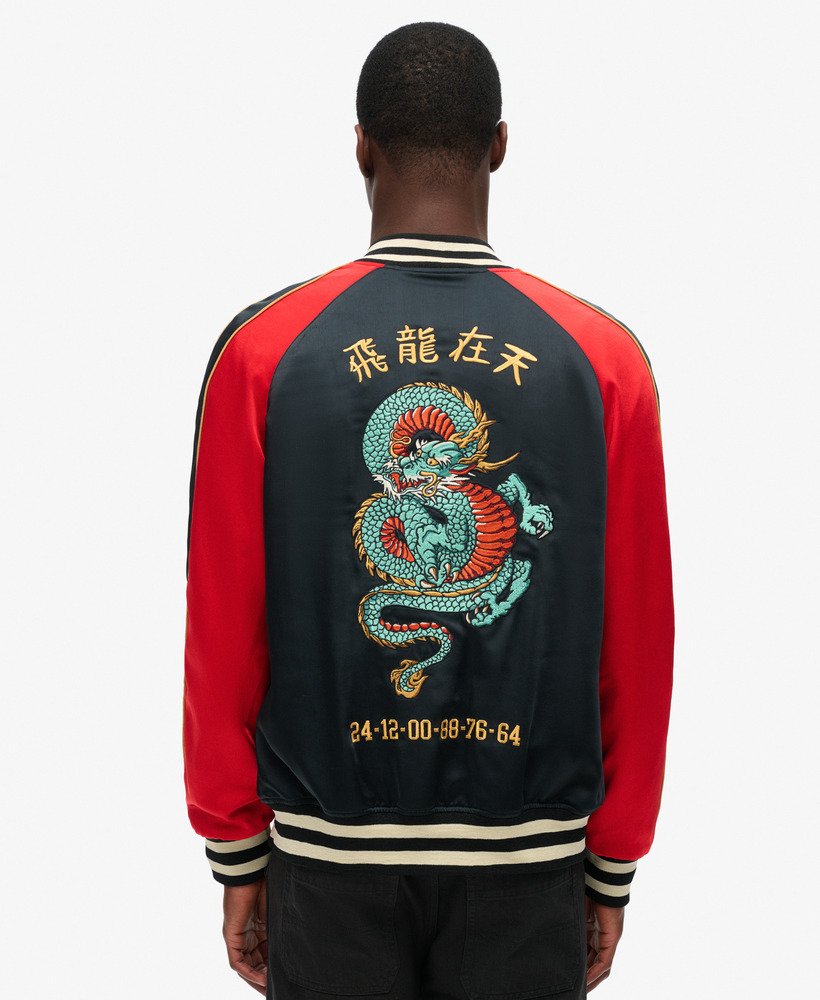 jaqueta sukajan para o ano novo chinês na cor preto jato