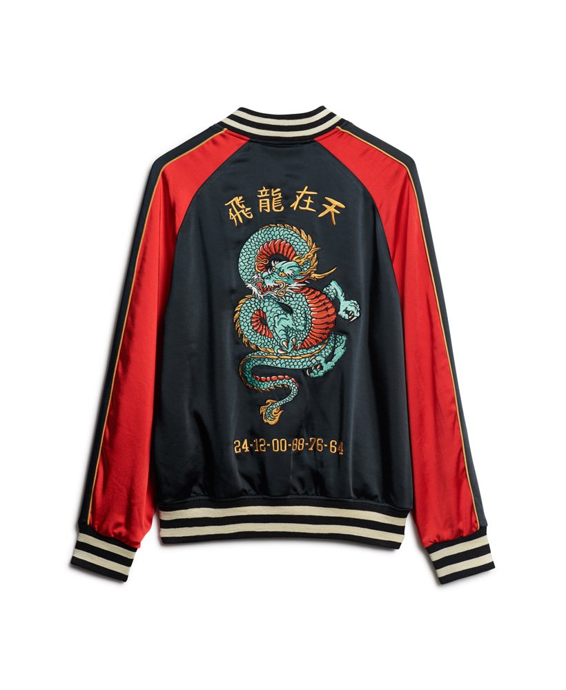 jaqueta sukajan para o ano novo chinês na cor preto jato