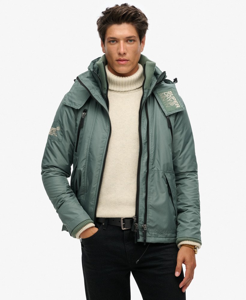 jaqueta corta-vento hooded mountain sd na cor cáqui laurel