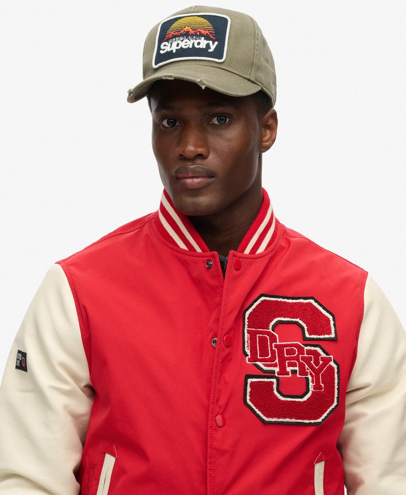 jaqueta bomber universitária mascot na cor vermelho universitÁrio
