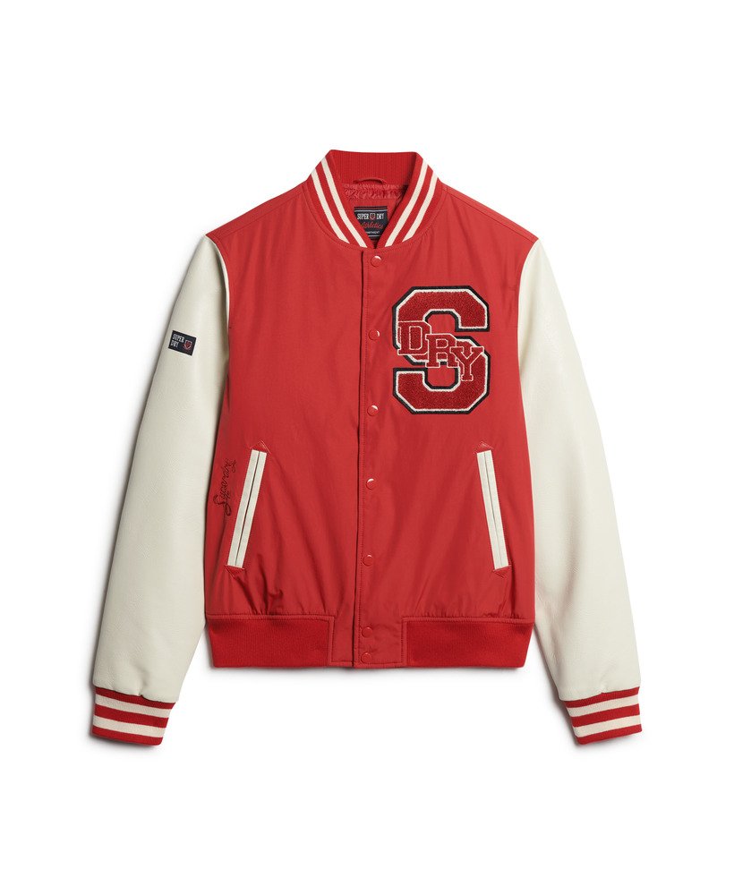 jaqueta bomber universitária mascot na cor vermelho universitÁrio