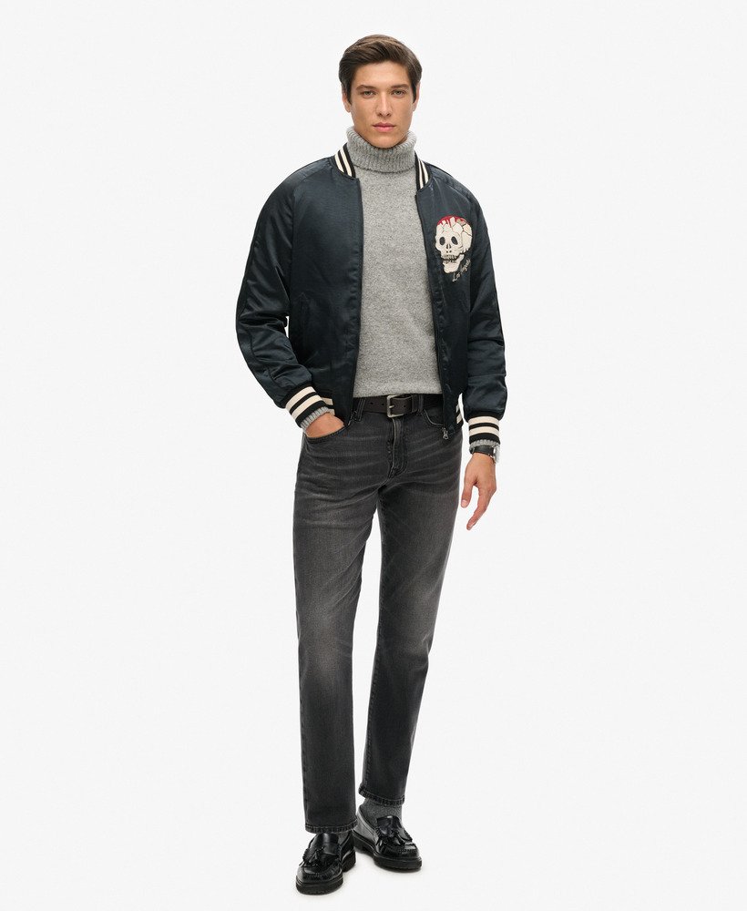 jaqueta bomber bordada sukajan na cor preto jato