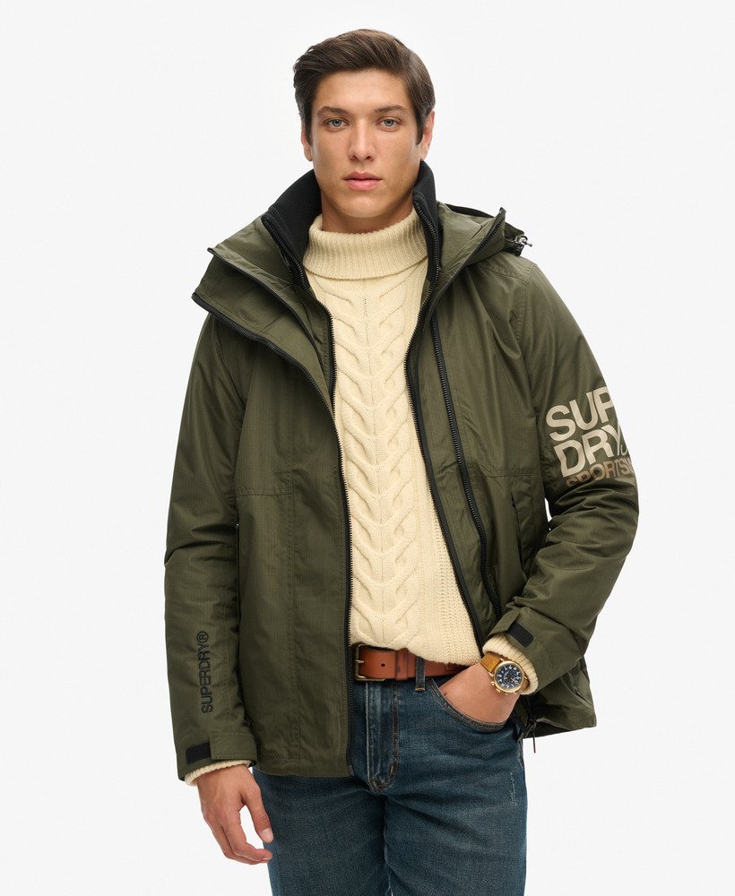 jaqueta corta-vento yachter sd com capuz na cor cáqui militar.