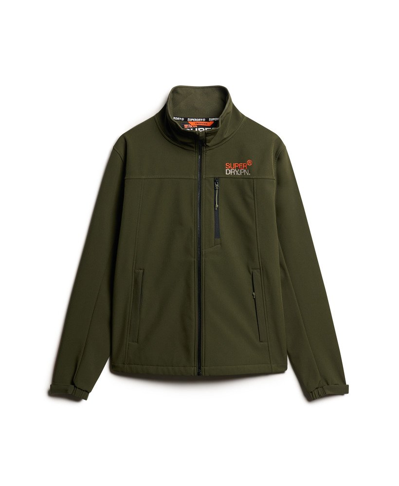 jaqueta softshell trekker em cáqui militar
