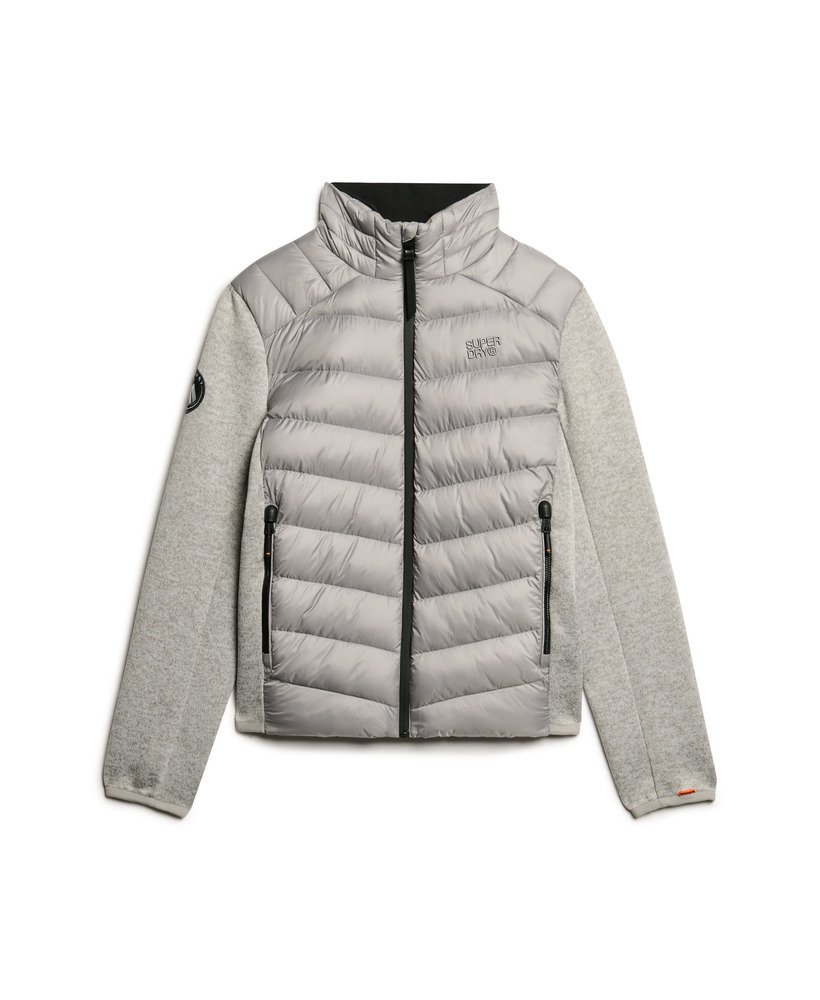 jaqueta acolchoada híbrida storm knitted na cor cinza mesclado.