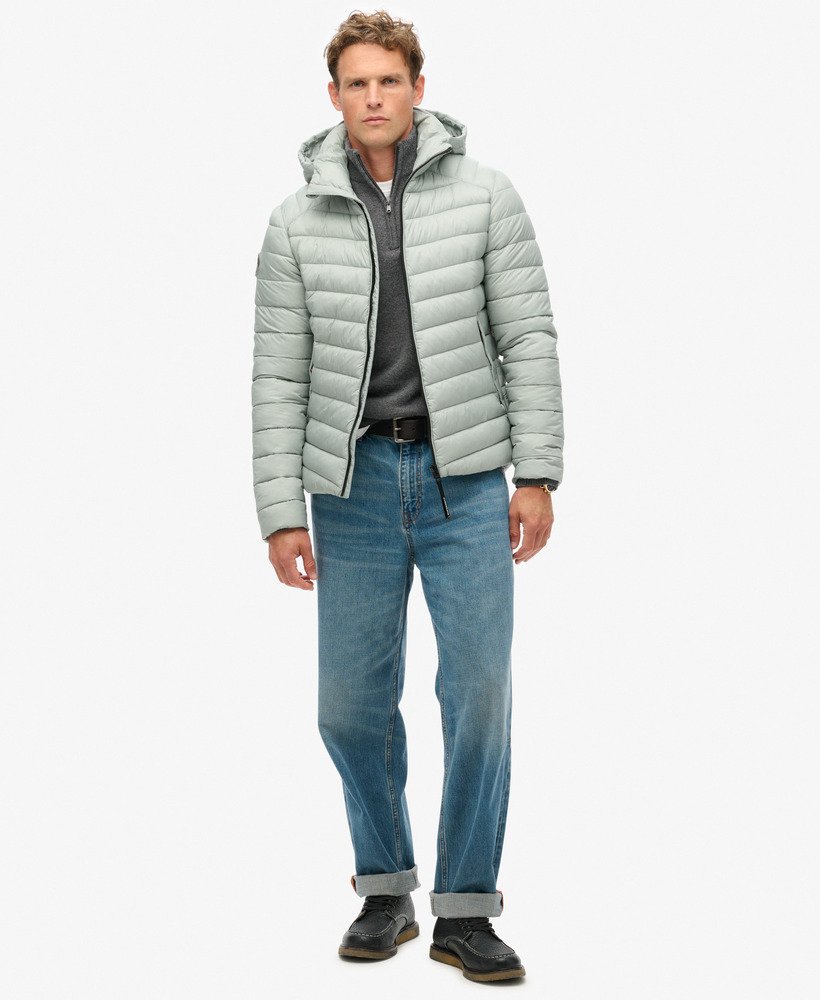 jaqueta acolchoada com capuz fuji sport na cor cinza pombo