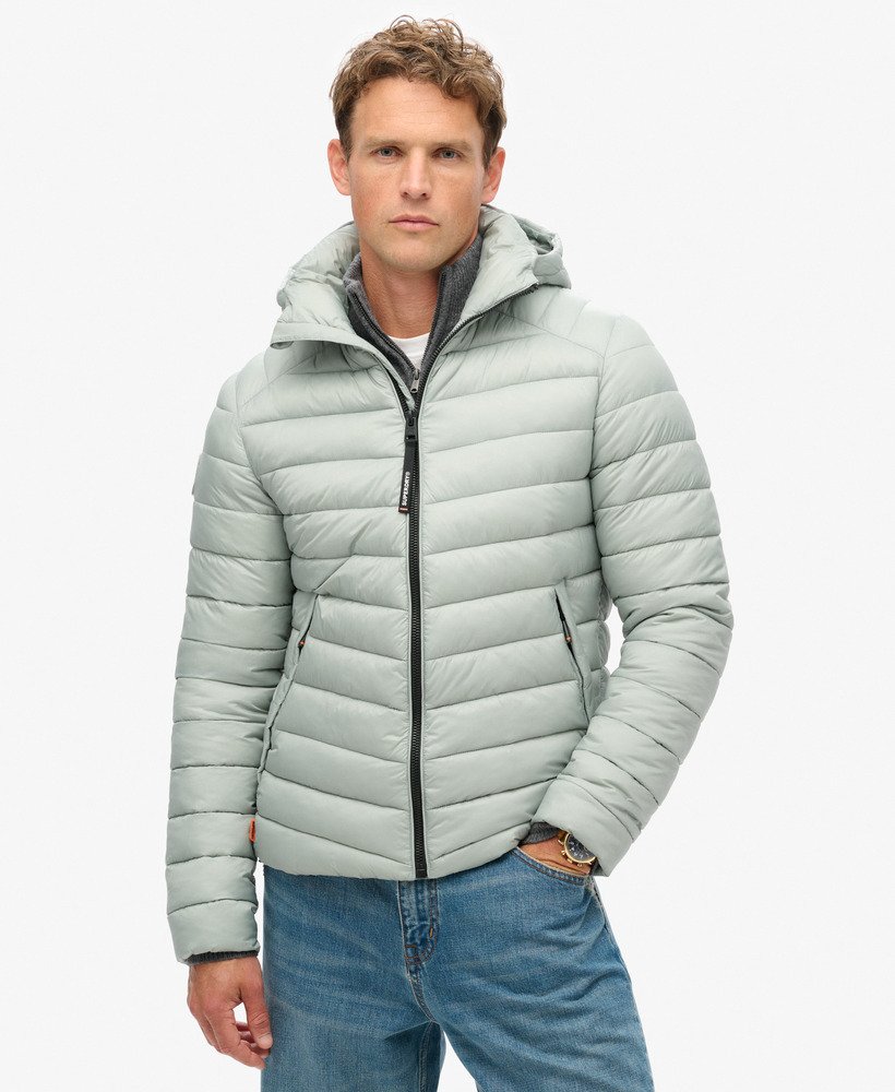 jaqueta acolchoada com capuz fuji sport na cor cinza pombo