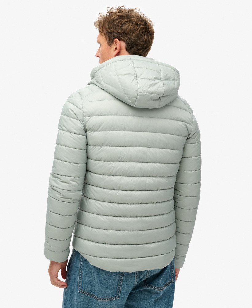 jaqueta acolchoada com capuz fuji sport na cor cinza pombo