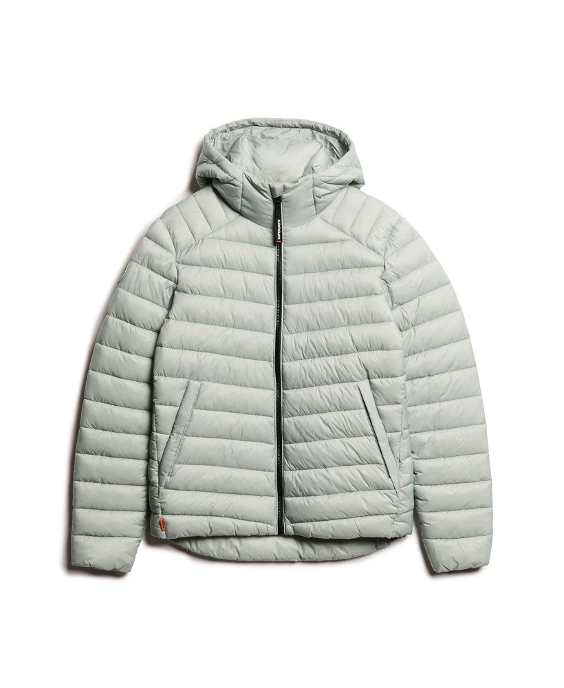 jaqueta acolchoada com capuz fuji sport na cor cinza pombo
