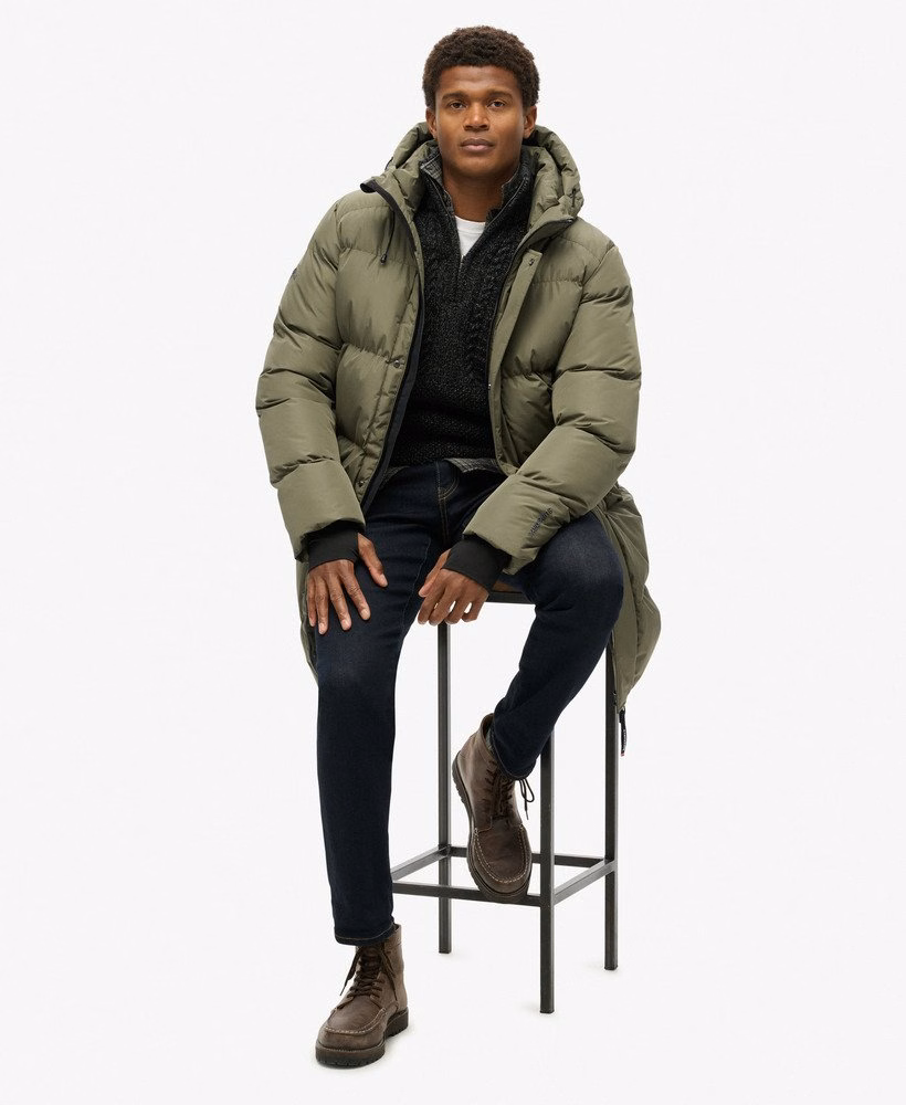 Casaco esportivo puffer com capuz