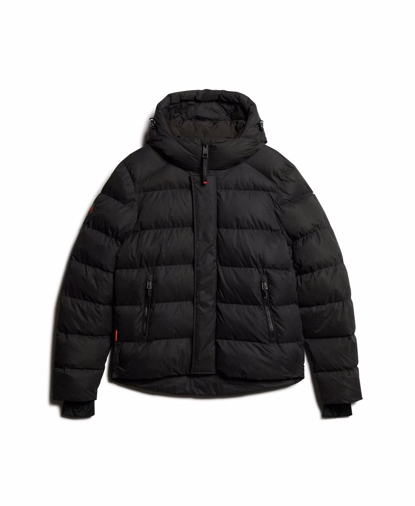 Jaqueta puffer esportiva com capuz em microfibra