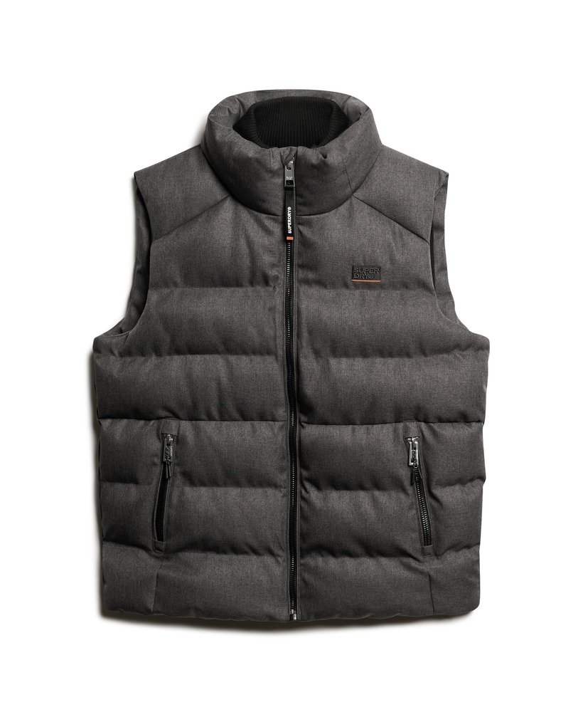 colete esportivo acolchoado em tweed cinza mesclado