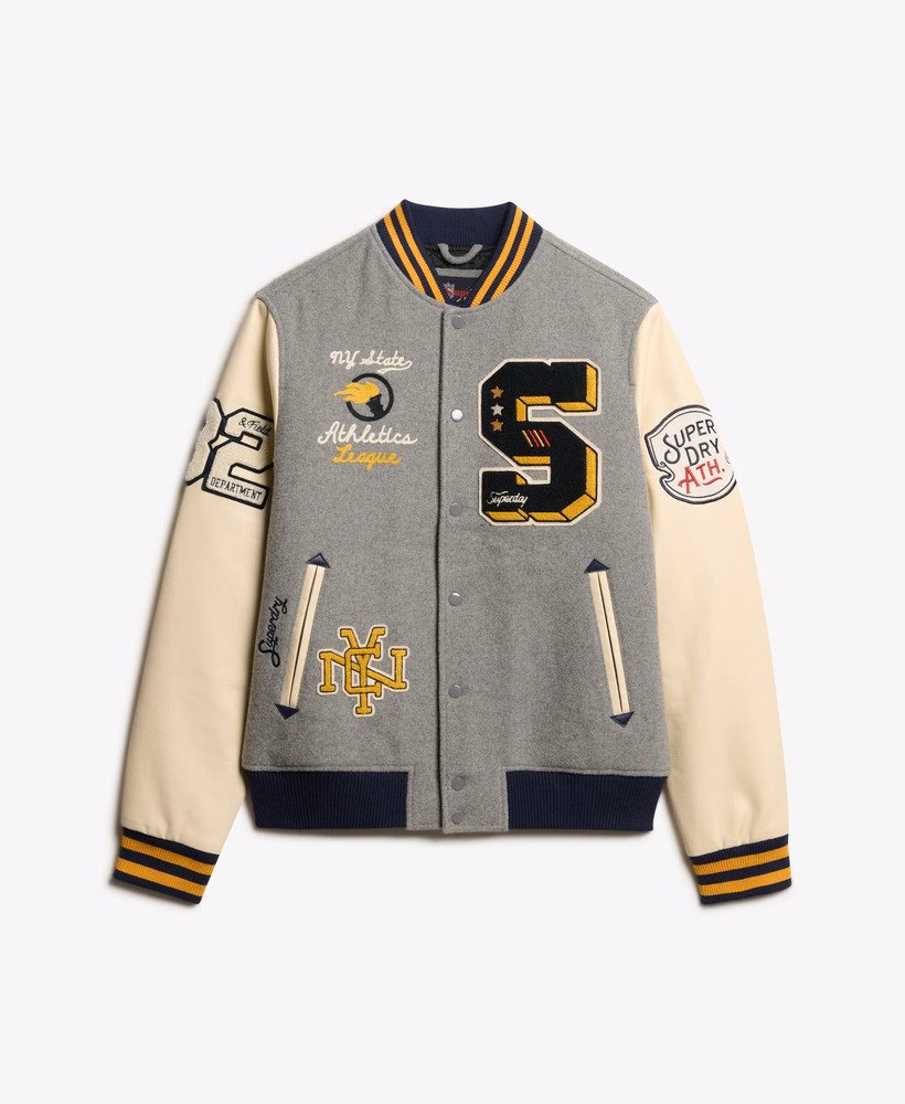 Jaqueta Bomber com Patches Universitários