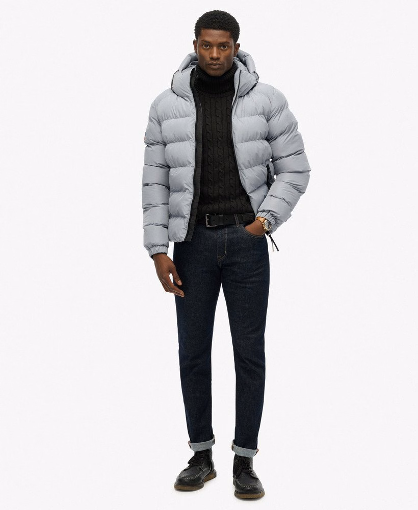 Jaqueta esportiva puffer com capuz