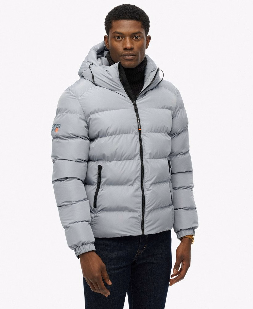 Jaqueta esportiva puffer com capuz
