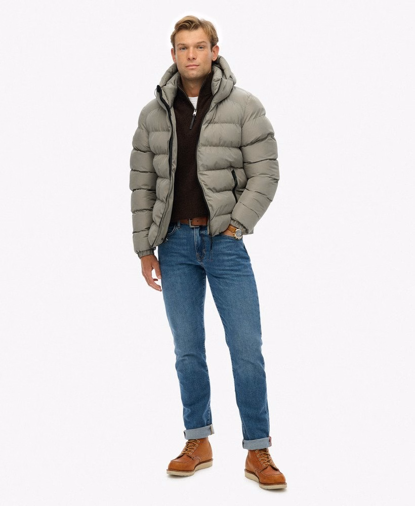 Jaqueta esportiva puffer com capuz
