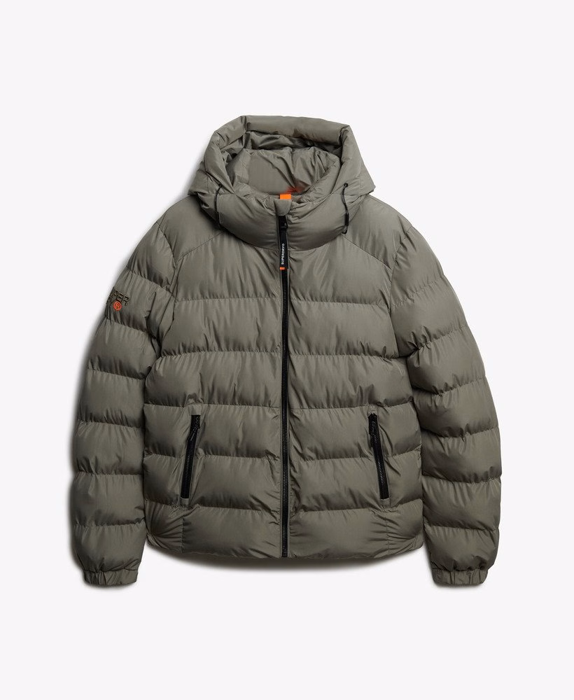 Jaqueta esportiva puffer com capuz