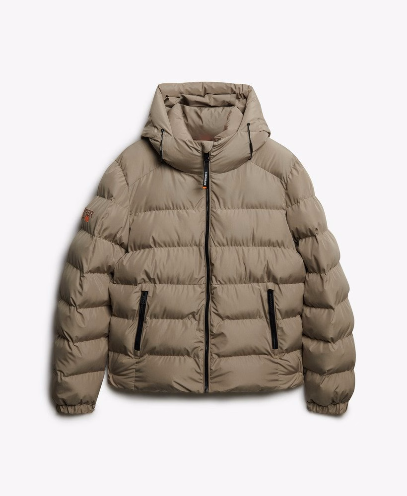 Jaqueta esportiva puffer com capuz