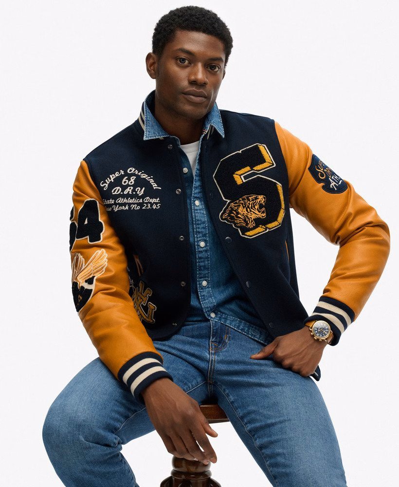 Jaqueta Varsity Vintage com Apliques