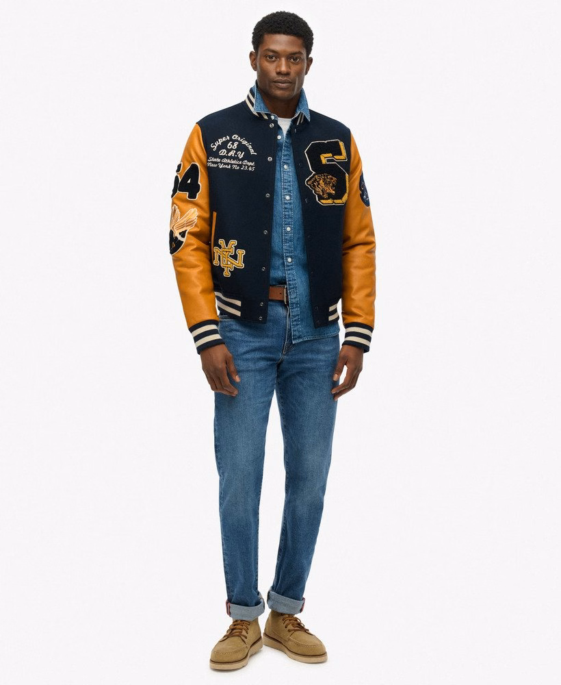 Jaqueta Varsity Vintage com Apliques