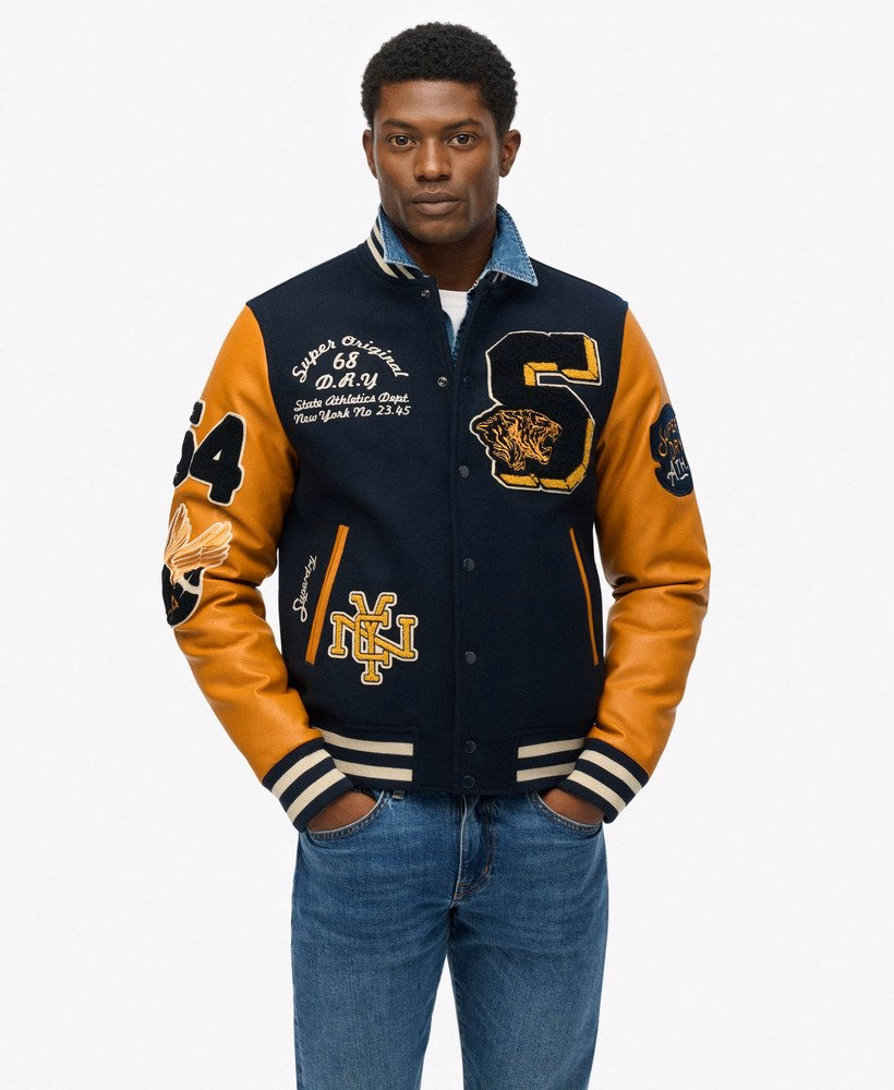 Jaqueta Varsity Vintage com Apliques