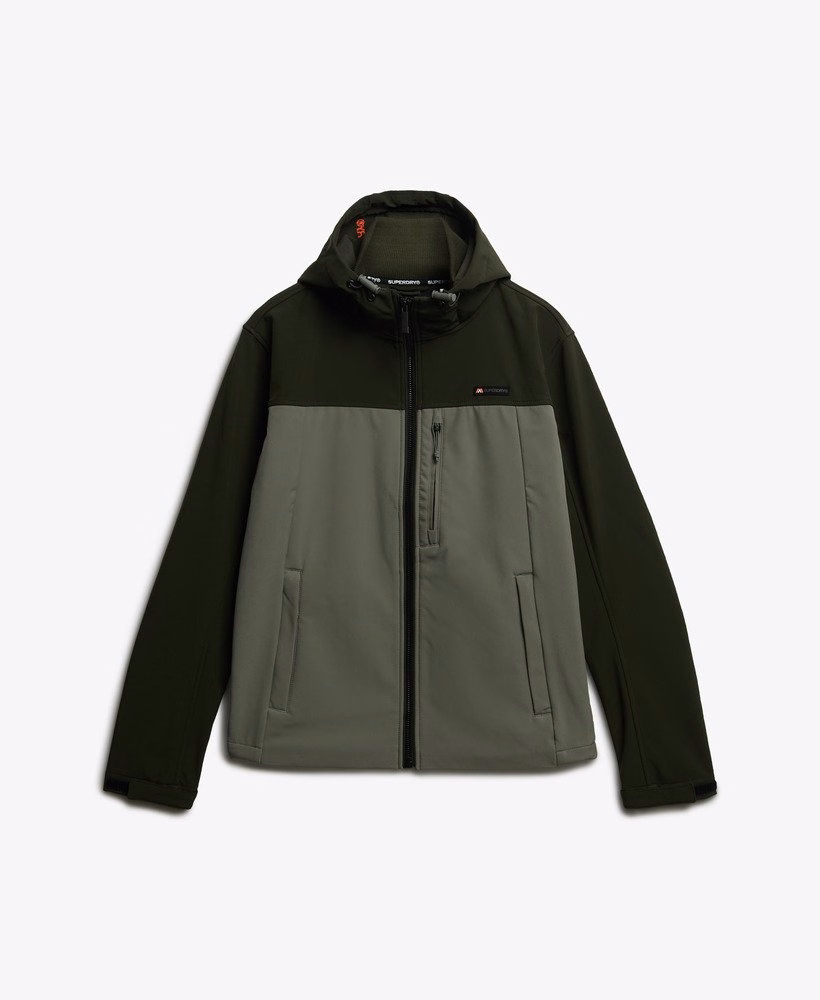 Jaqueta Softshell com Capuz e Blocos de Cores