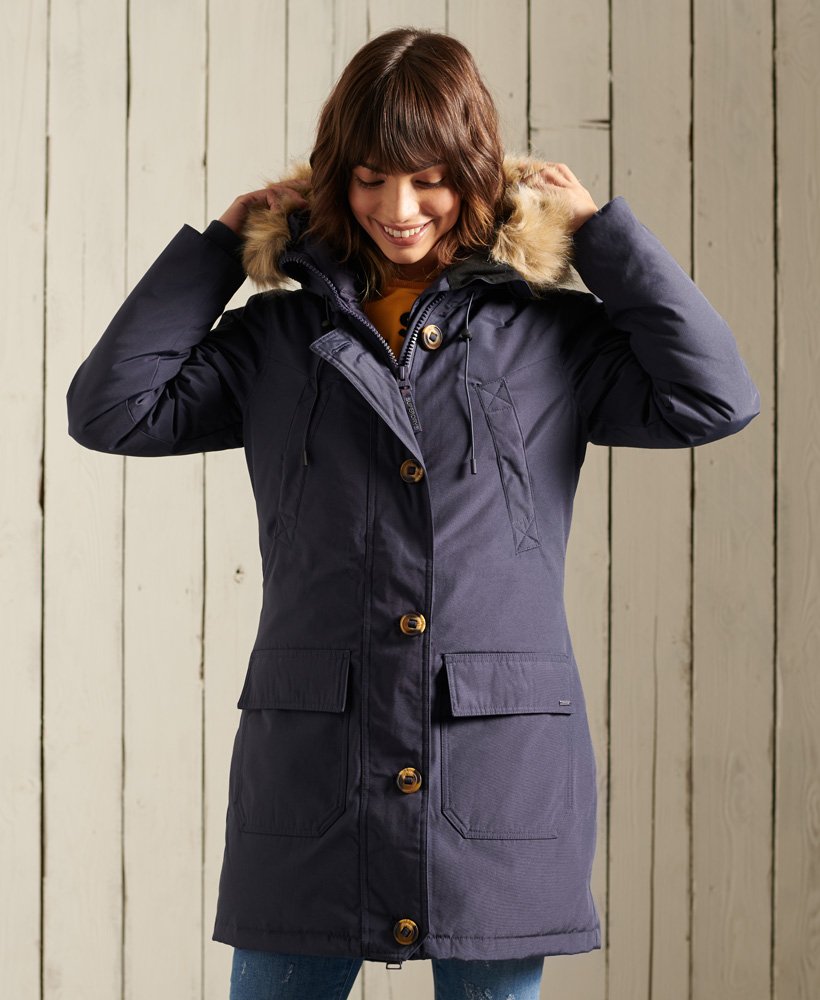 jaqueta parka rookie down na cor azul marinho lavado