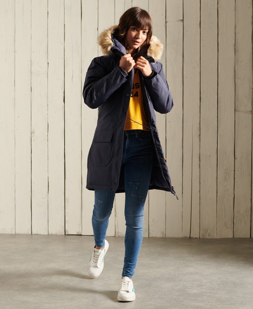 jaqueta parka rookie down na cor azul marinho lavado