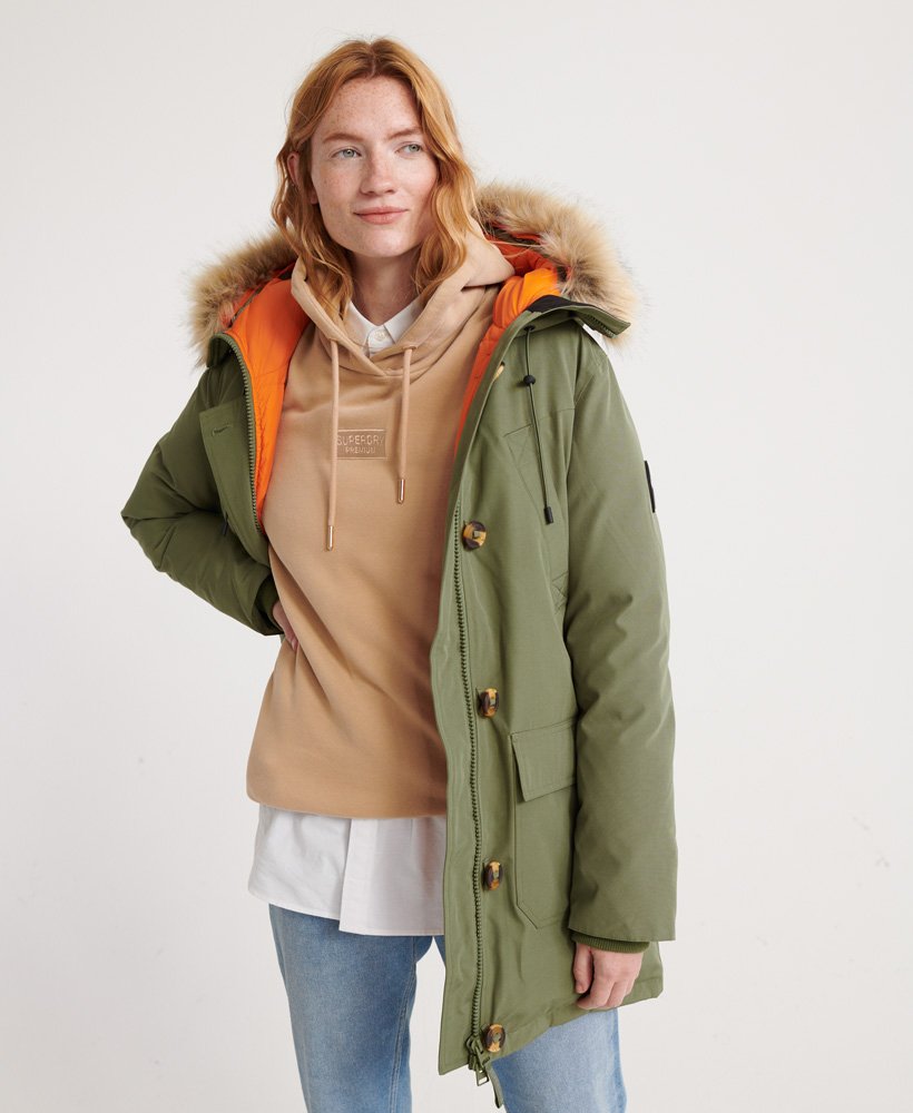 jaqueta parka de plumas rookie na cor cáqui oliva