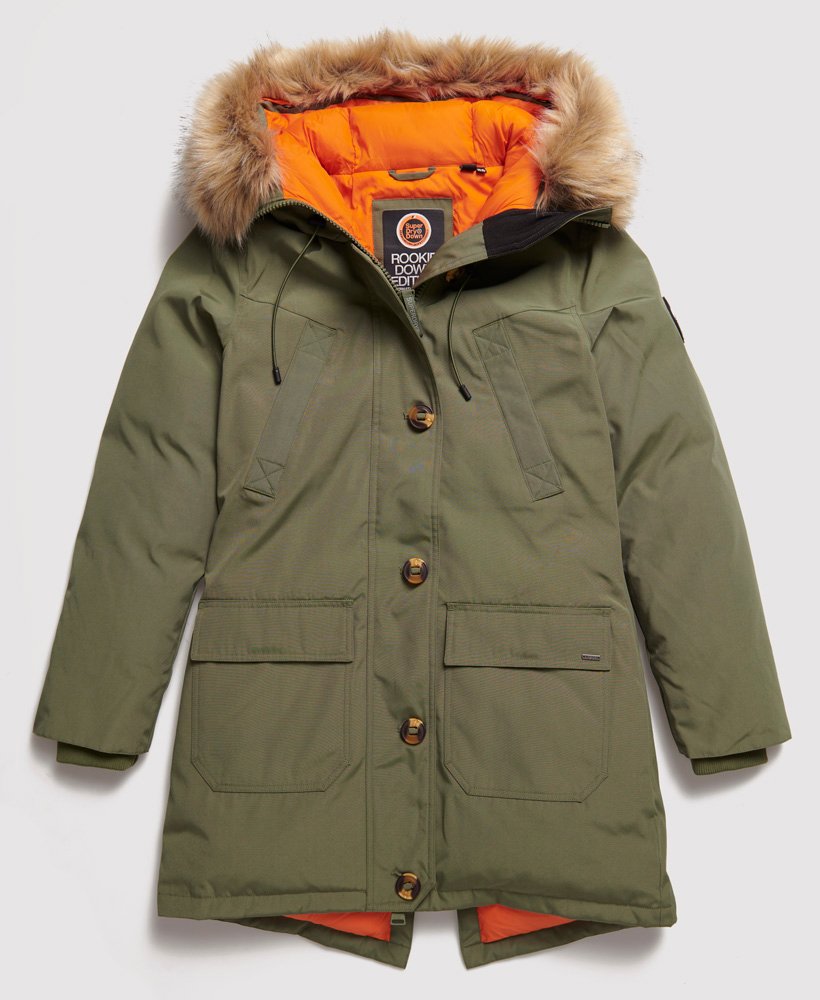jaqueta parka de plumas rookie na cor cáqui oliva