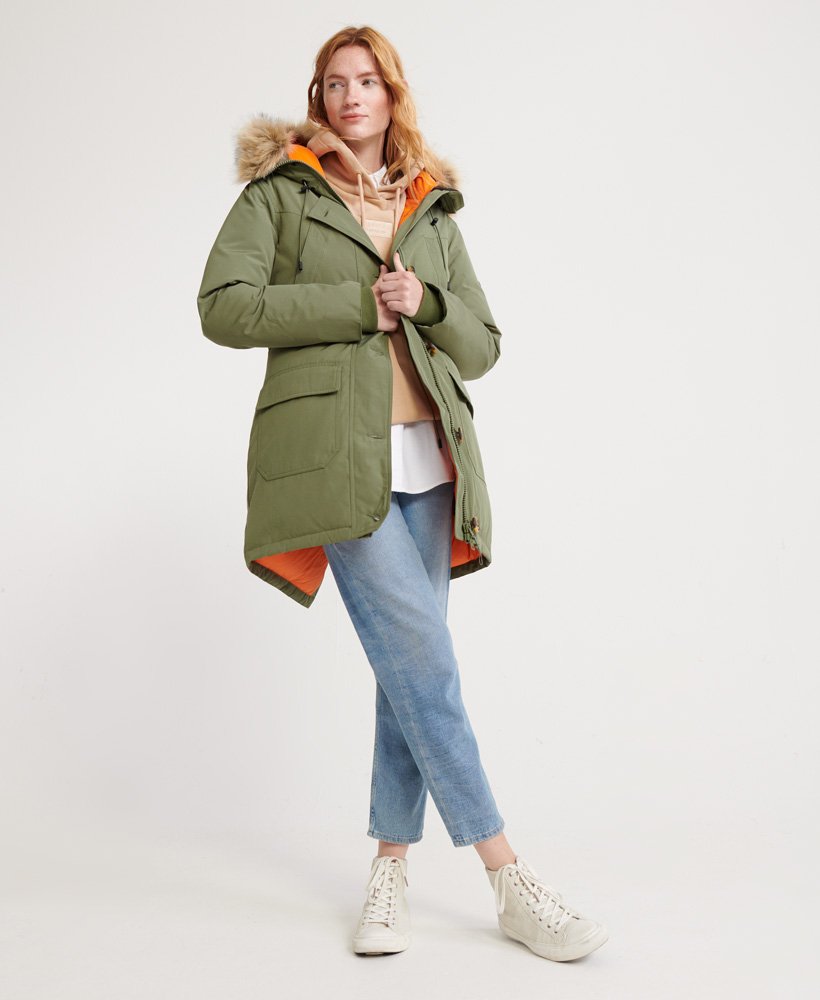 jaqueta parka de plumas rookie na cor cáqui oliva