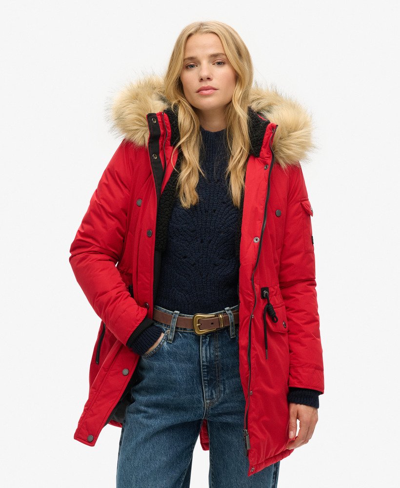 casaco parka nadare em microfibra na cor vermelho rouge