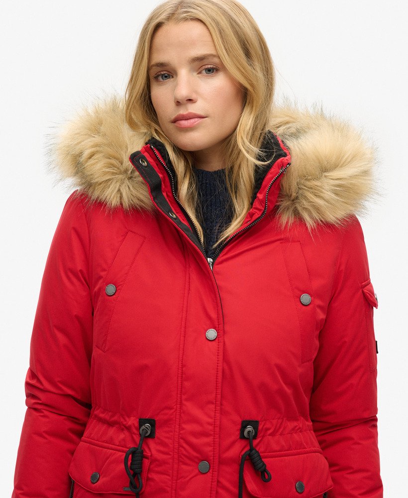 casaco parka nadare em microfibra na cor vermelho rouge