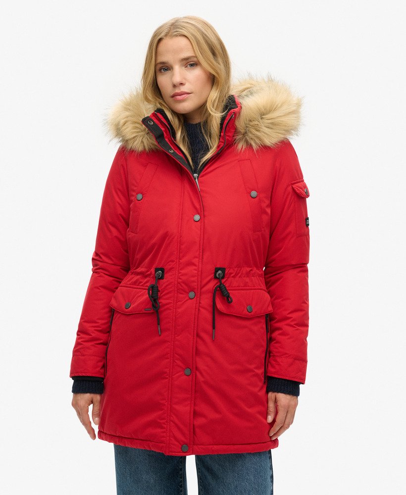 casaco parka nadare em microfibra na cor vermelho rouge