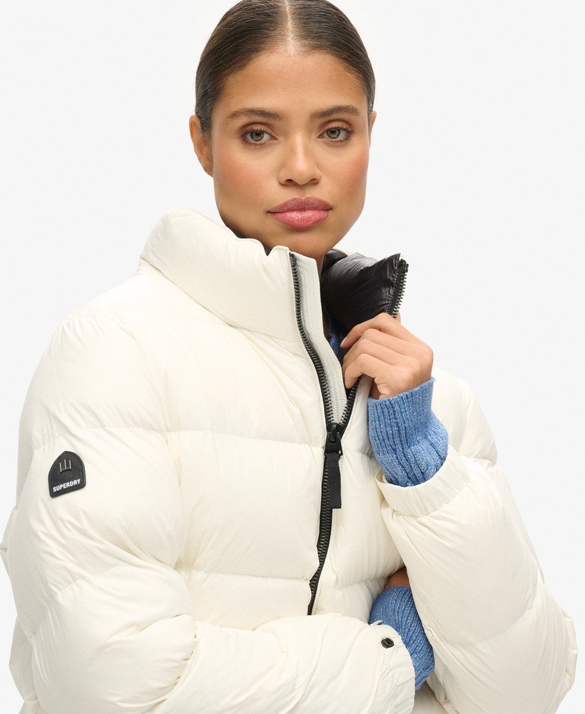 jaqueta acolchoada de luxo alpine com plumas na cor branca