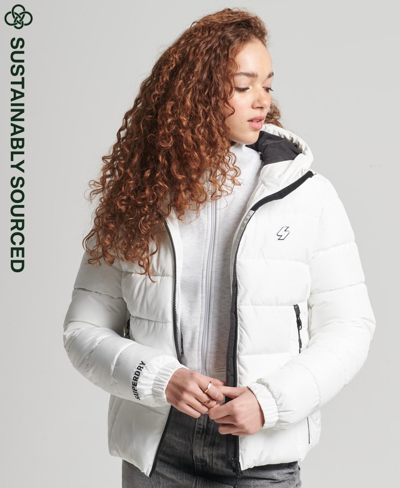 jaqueta puffer spirit sports com capuz na cor Óptica