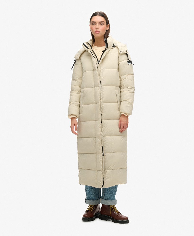 jaqueta puffer longa ripstop na cor pelicano.
