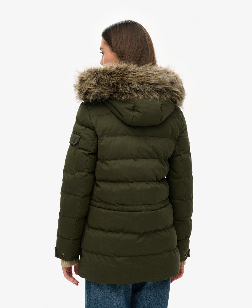 jaqueta parka de expedição em microfibra na cor verde-oliva surplus goods
