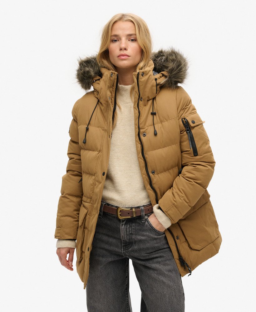 jaqueta parka expedition em microfibra na cor areia