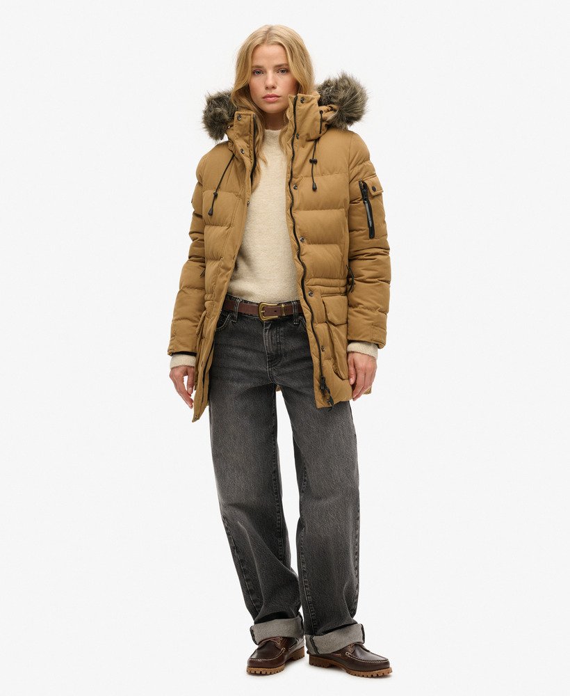 jaqueta parka expedition em microfibra na cor areia