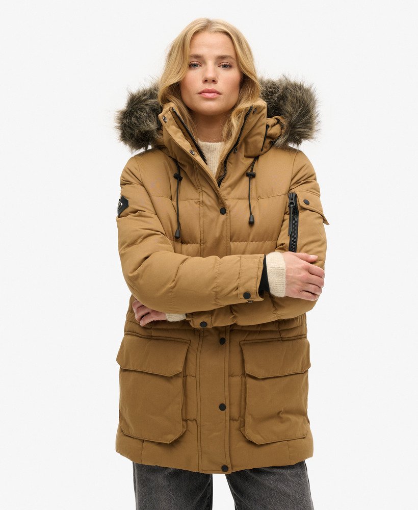 jaqueta parka expedition em microfibra na cor areia