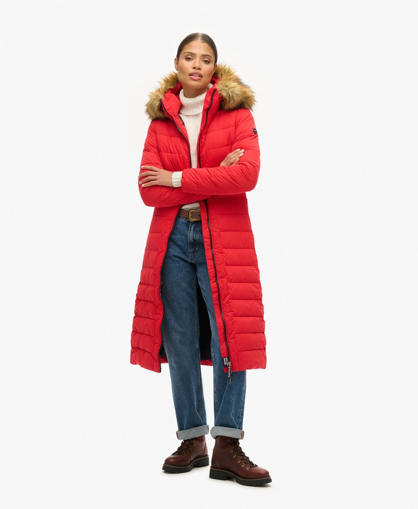 casaco puffer longo arctic na cor vermelho de alto risco