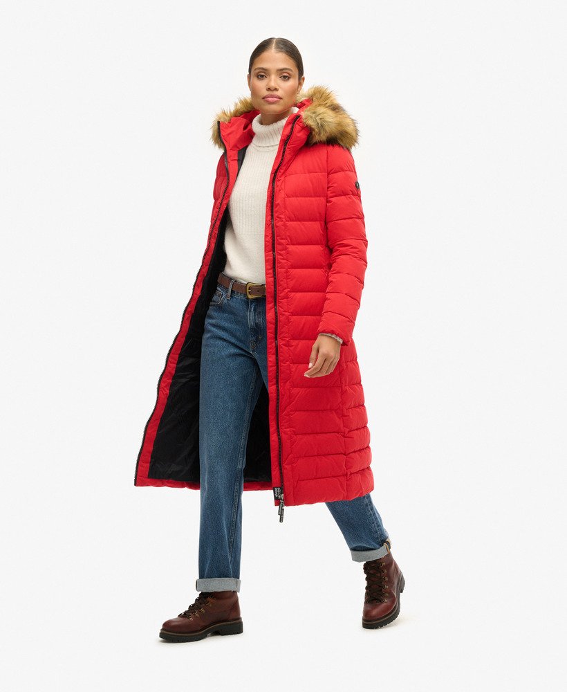 casaco puffer longo arctic na cor vermelho de alto risco